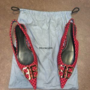 Balenciaga Knife Shoe Flats- red and black checks